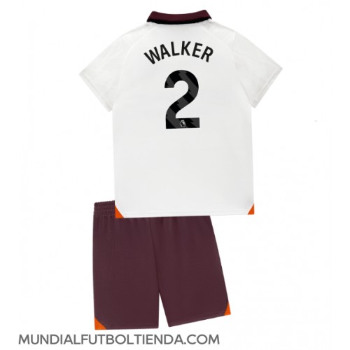 Camiseta Manchester City Kyle Walker #2 Segunda Equipación Replica 2023-24 para niños mangas cortas (+ Pantalones cortos)